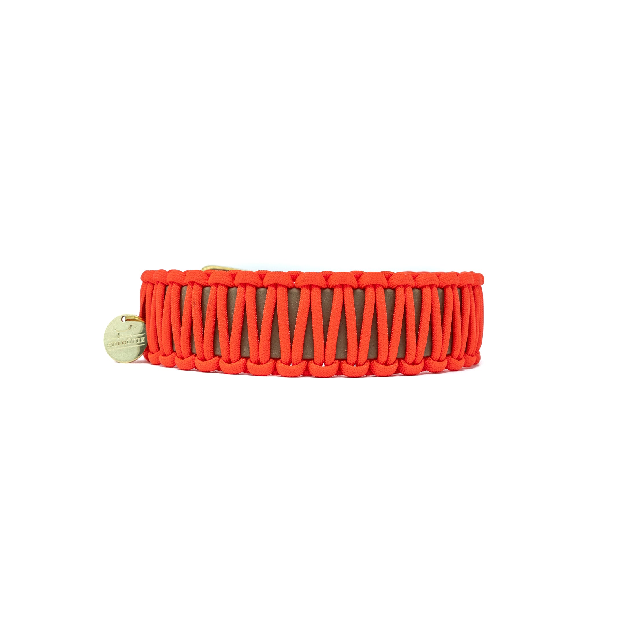 Biothane Paracord Halsband "Beige/Neonorange"