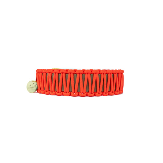 Biothane Paracord Halsband "Beige/Neonorange"