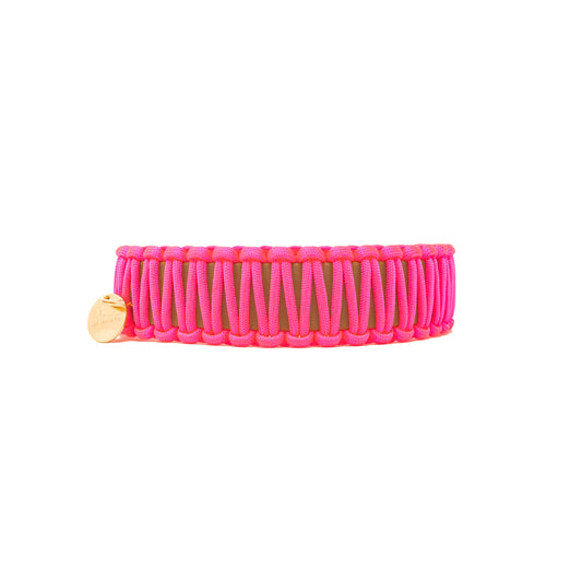 Biothane Paracord Halsband "Beige/Neonpink"