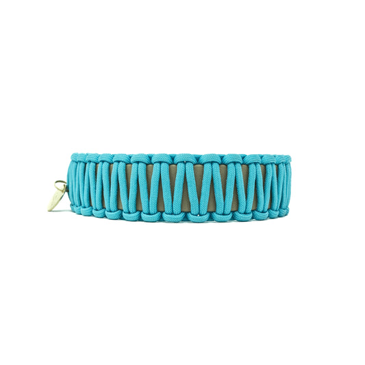 Biothane Paracord Halsband "Beige/Türkis"