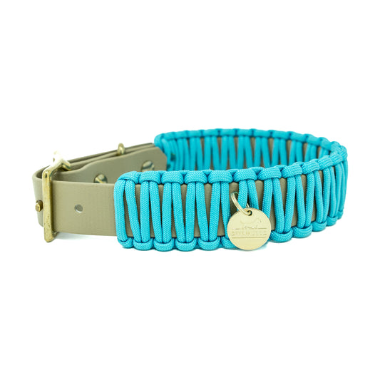 Biothane Paracord Halsband "Beige/Türkis"