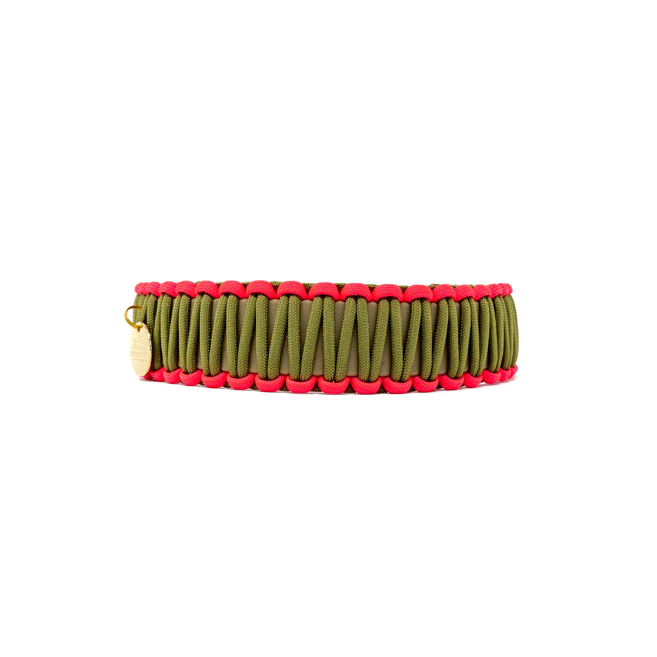 Biothane Paracord Halsband "Beige/Oliv-Lachspink"