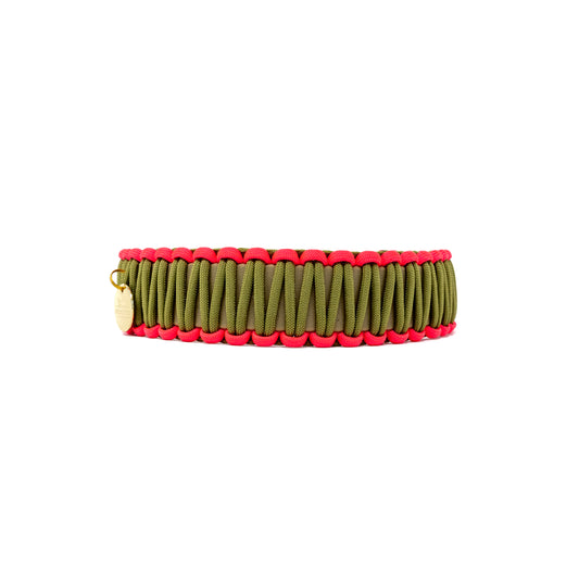 Biothane Paracord Halsband "Beige/Oliv-Lachspink"