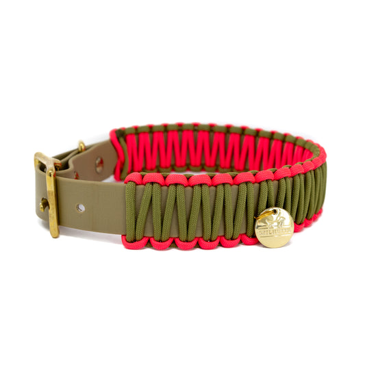 Biothane Paracord Halsband "Beige/Oliv-Lachspink"