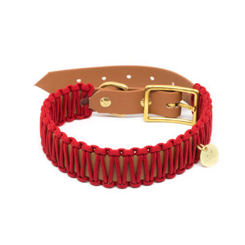 Biothane Paracord Halsband "Cognac/Rot"