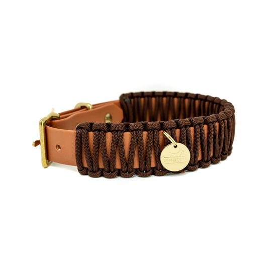 Biothane Paracord Halsband "Cognac/Dunkelbraun"