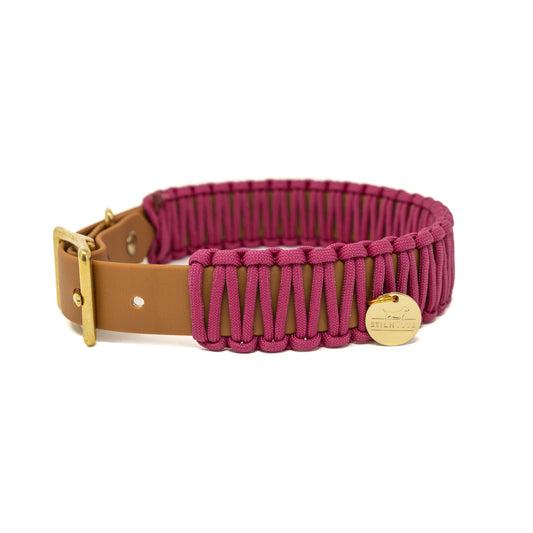 Biothane Paracord Halsband "Cognac/Fuchsia"