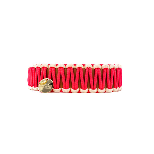 Biothane Paracord Halsband "Cognac/Lachspink-Creme"