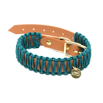 Biothane Paracord Halsband "Cognac/Petrol"