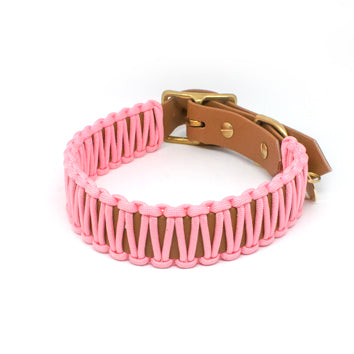 Biothane Paracord Halsband "Cognac/Rosa"