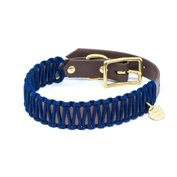 Biothane Paracord Halsband "Dunkelbraun/Dunkelblau"