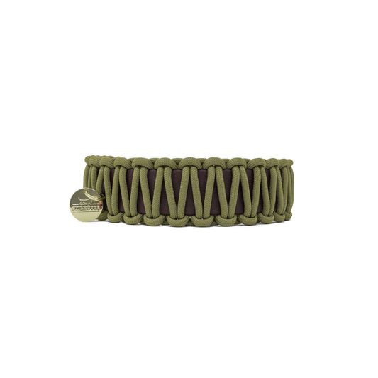 Biothane Paracord Halsband "Dunkelbraun/Oliv"