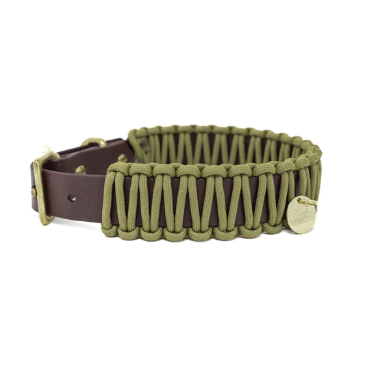 Biothane Paracord Halsband "Dunkelbraun/Oliv"
