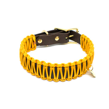 Biothane Paracord Halsband "Dunkelbraun/Senfgelb"