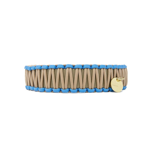 Biothane Paracord Halsband "Beige/Beige-Hellblau"