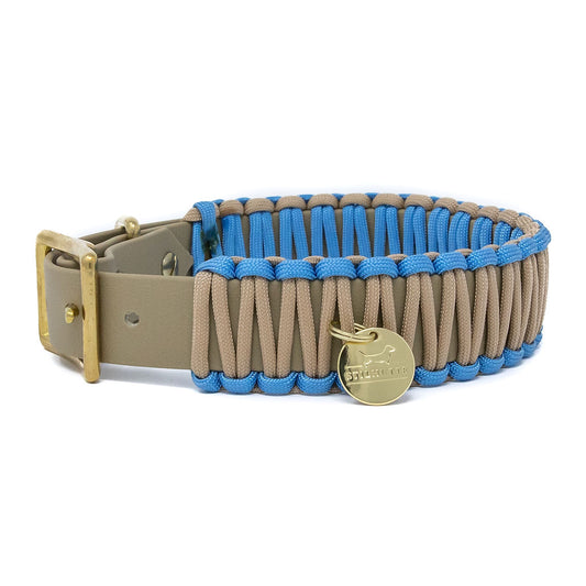 Biothane Paracord Halsband "Beige/Beige-Hellblau"