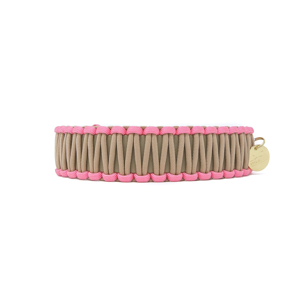 Biothane Paracord Halsband "Beige/Beige-Rosa"