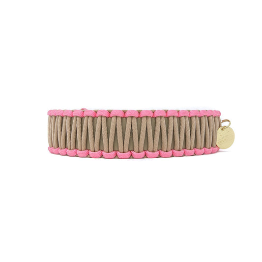 Biothane Paracord Halsband "Beige/Beige-Rosa"