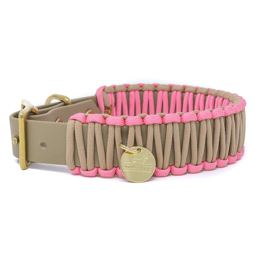 Biothane Paracord Halsband "Beige/Beige-Rosa"