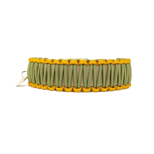 Biothane Paracord Halsband "Beige/Oliv-Senfgelb"