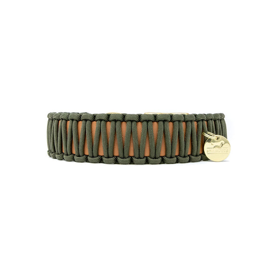 Biothane Paracord Halsband "Cognac/Dunkeloliv"