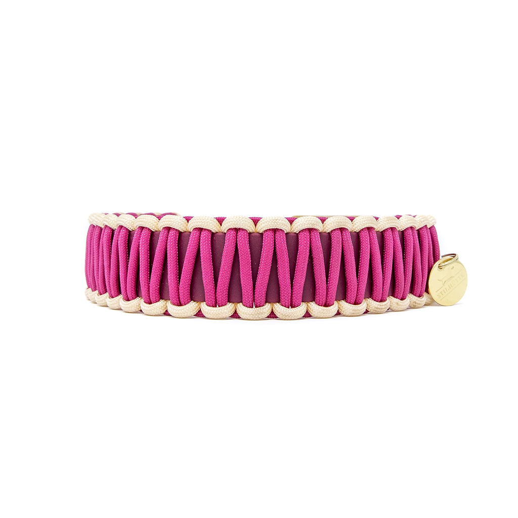 Biothane Paracord Halsband "Fuchsia/Fuchsia-Creme"