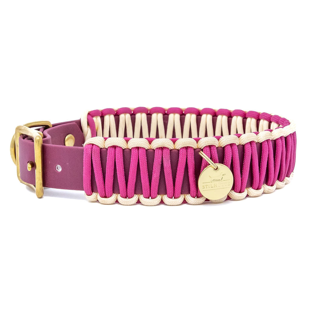 Biothane Paracord Halsband "Fuchsia/Fuchsia-Creme"