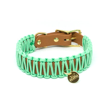Biothane Paracord Halsband "Cognac/Mint"