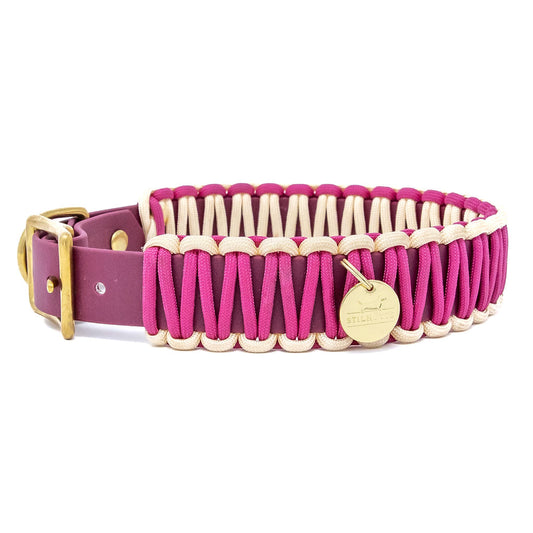 Biothane Paracord Halsband "Fuchsia/Fuchsia-Creme"