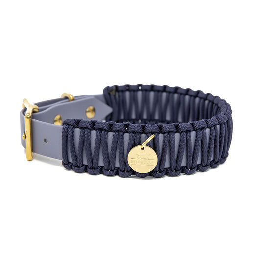 Biothane Paracord Halsband "Grau/Navyblue"