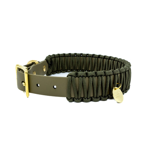 Biothane Paracord Halsband "Oliv/Dunkeloliv"