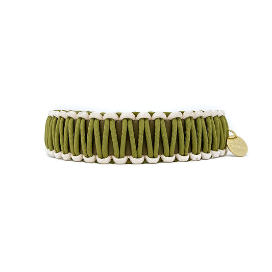 Biothane Paracord Halsband "Oliv/Oliv-Creme"