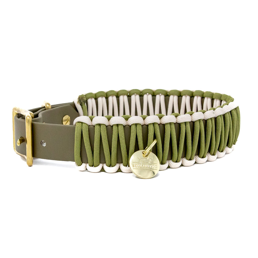 Biothane Paracord Halsband "Oliv/Oliv-Creme"