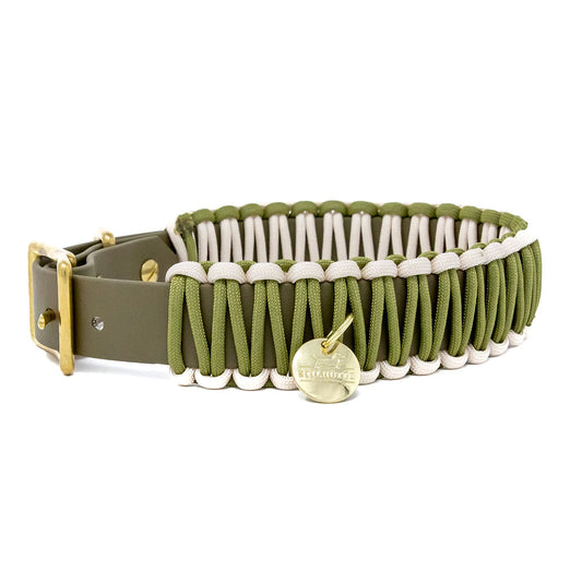 Biothane Paracord Halsband "Oliv/Oliv-Creme"